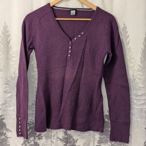 MEC Merino Wool Sweater Long Sleeve Henley Pullover Purple Women's Medium